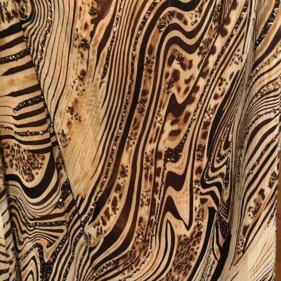 Cache Silk Tiger Animal Metallic Embellished Hankey Hem Lined Skirt New $188 NWT - Picture 5 of 5